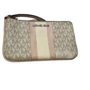 Michael Kors pink stripe wristlet